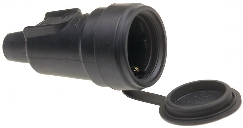 Kopp Koppelcontactstop rubber 10/16A - IP44 - Ra - zwart VDE - spatklepje
